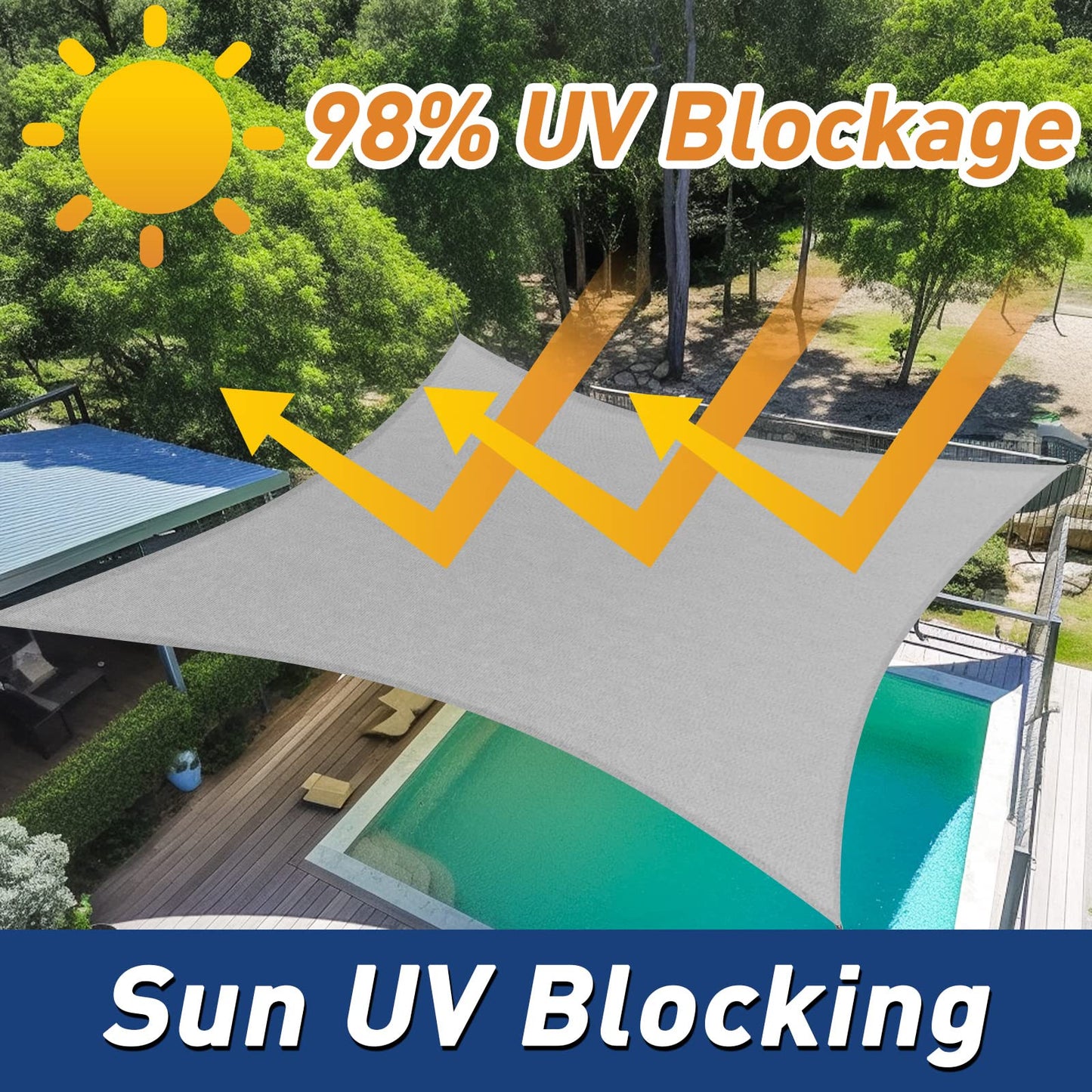 Cisvio Shade Sail Rectangle Curved Sun Shade Sail UV Block Breathable for Patio Garden Outdoor Backyard (We Make Custom Size)