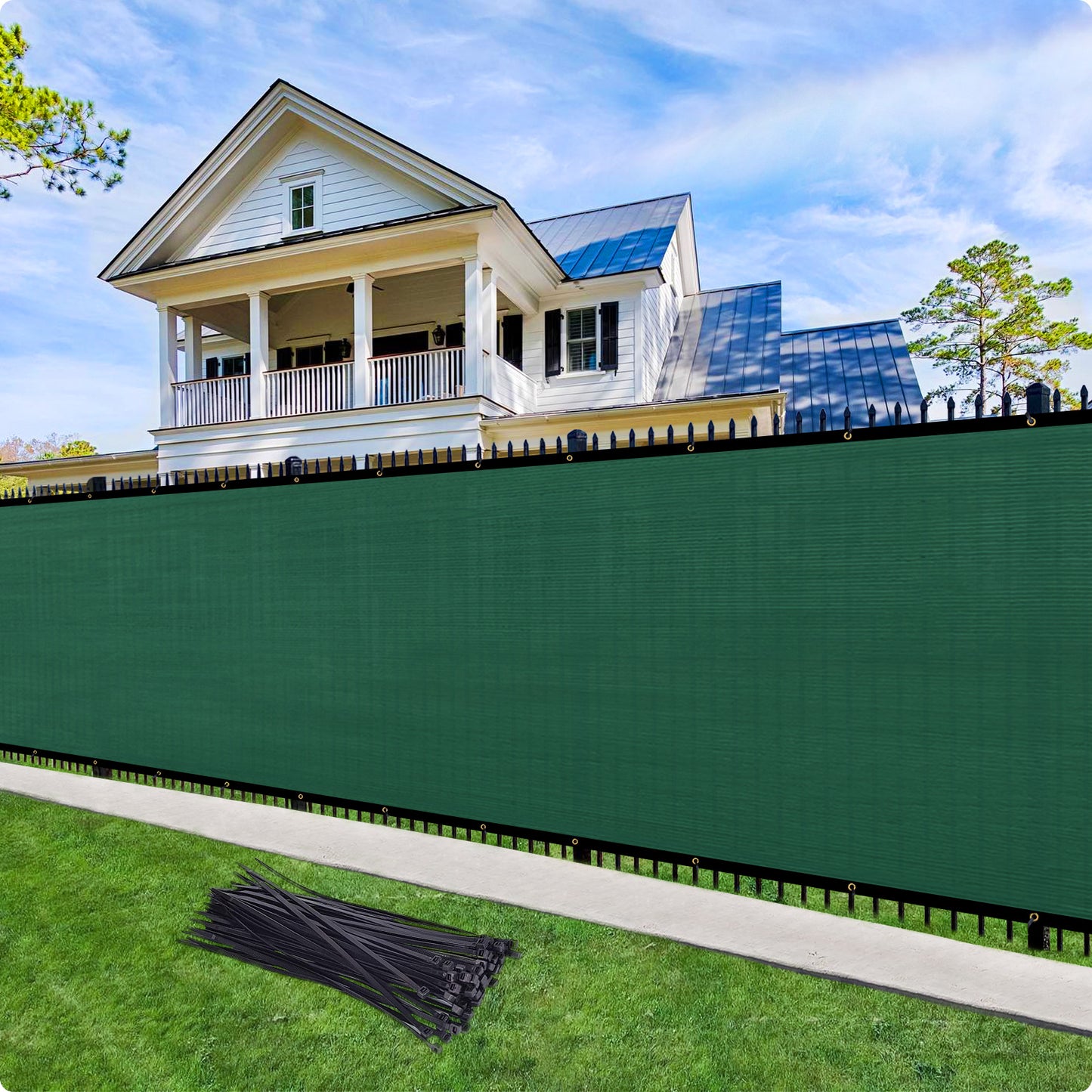 Custom Size Privacy Fence Screen 90% Blockage Fence Cover Windscreen Heavy Duty 170 GSM for Patio,Yard Backyard, Balcony, Pool Deck and Outdoor Spaces Dark Green (We Make Custom Size)