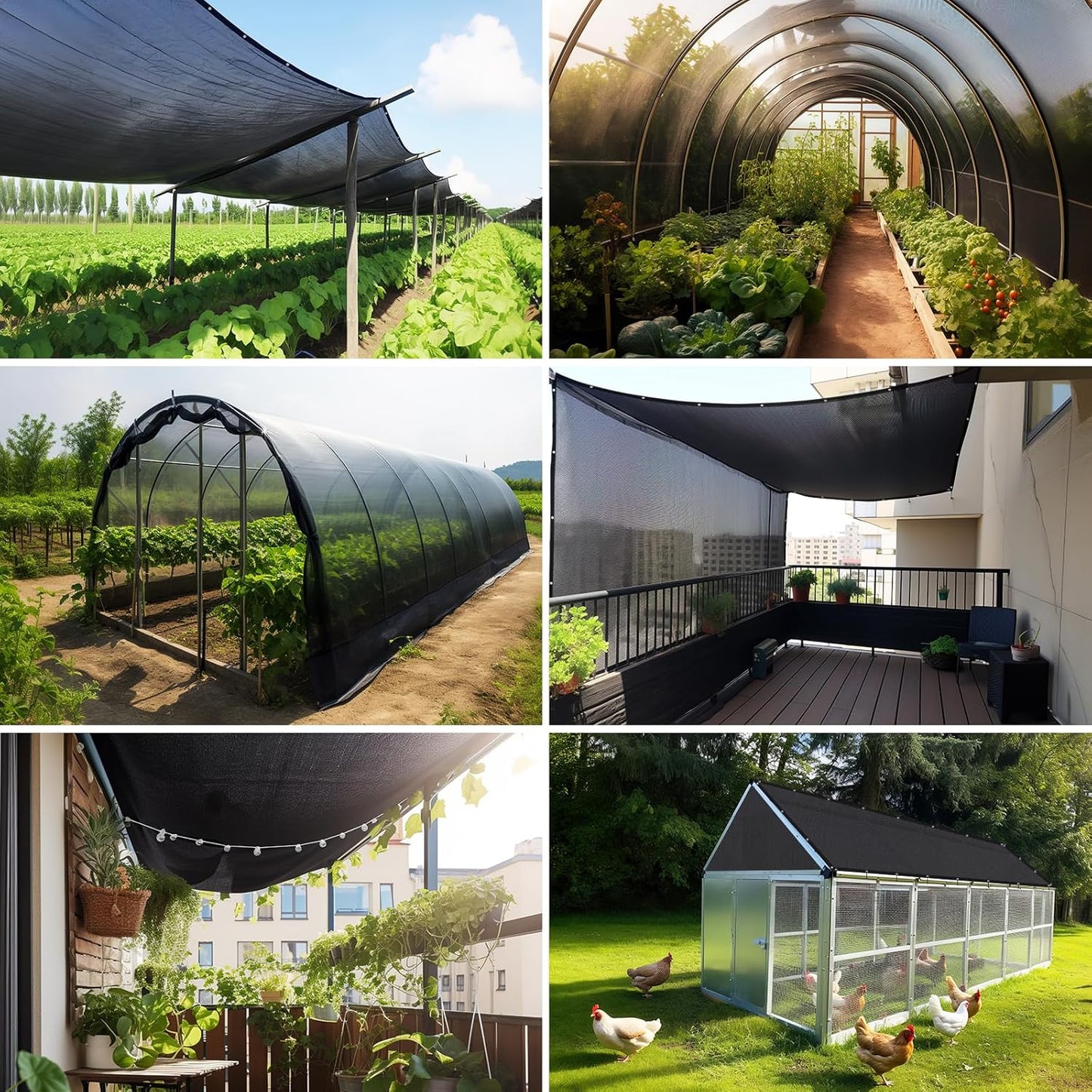 Cisvio 50% Black Shade Cloth, Resistant Garden Sun Shade Netting with Reinforced Grommets for Greenhouse, Plant Cover, Barn Kennel and Pergola Shade Cover