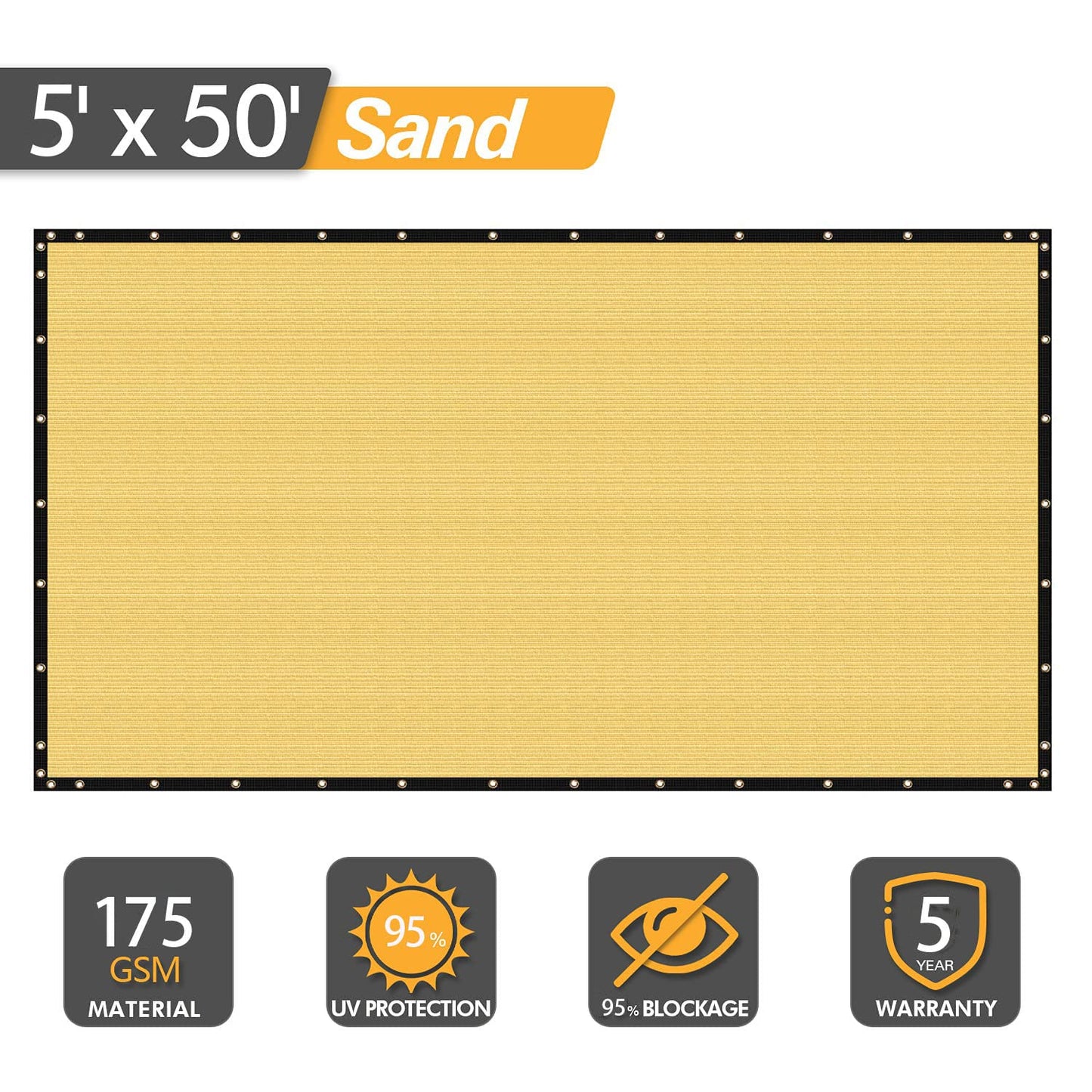 Privacy Screen Fence 96% Blockage Heavy Duty Protective Covering Mesh Fencing for Outdoor Patio Lawn Garden Balcony Sand