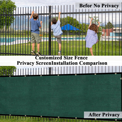 Custom Size Privacy Fence Screen 90% Blockage Fence Cover Windscreen Heavy Duty 170 GSM for Patio,Yard Backyard, Balcony, Pool Deck and Outdoor Spaces Dark Green (We Make Custom Size)