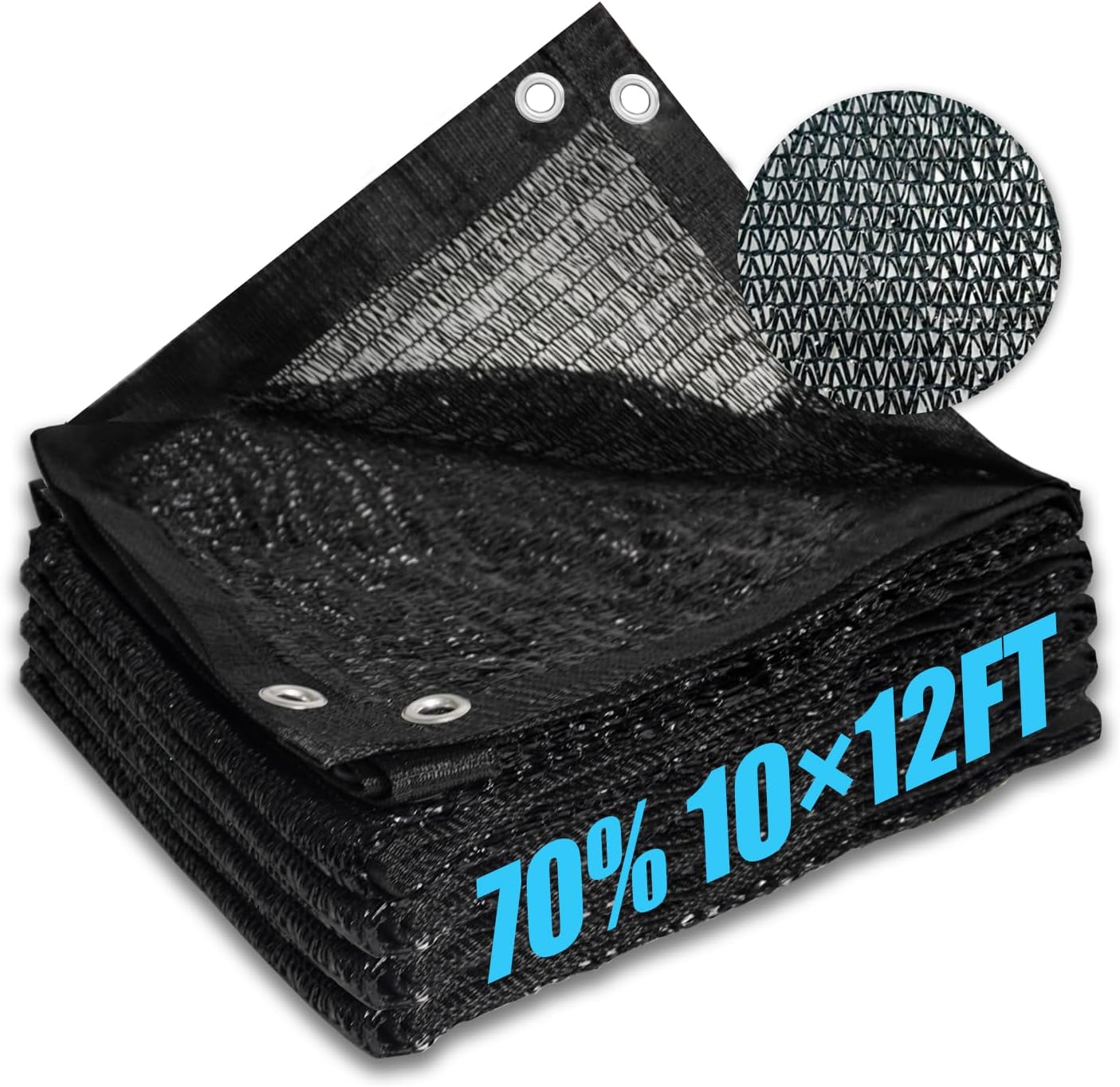 Cisvio 70% Black Shade Cloth, Resistant Garden Sun Shade Netting Durable Mesh Tarp with Reinforced Grommets for Greenhouse, Plant Cover, Barn Kennel