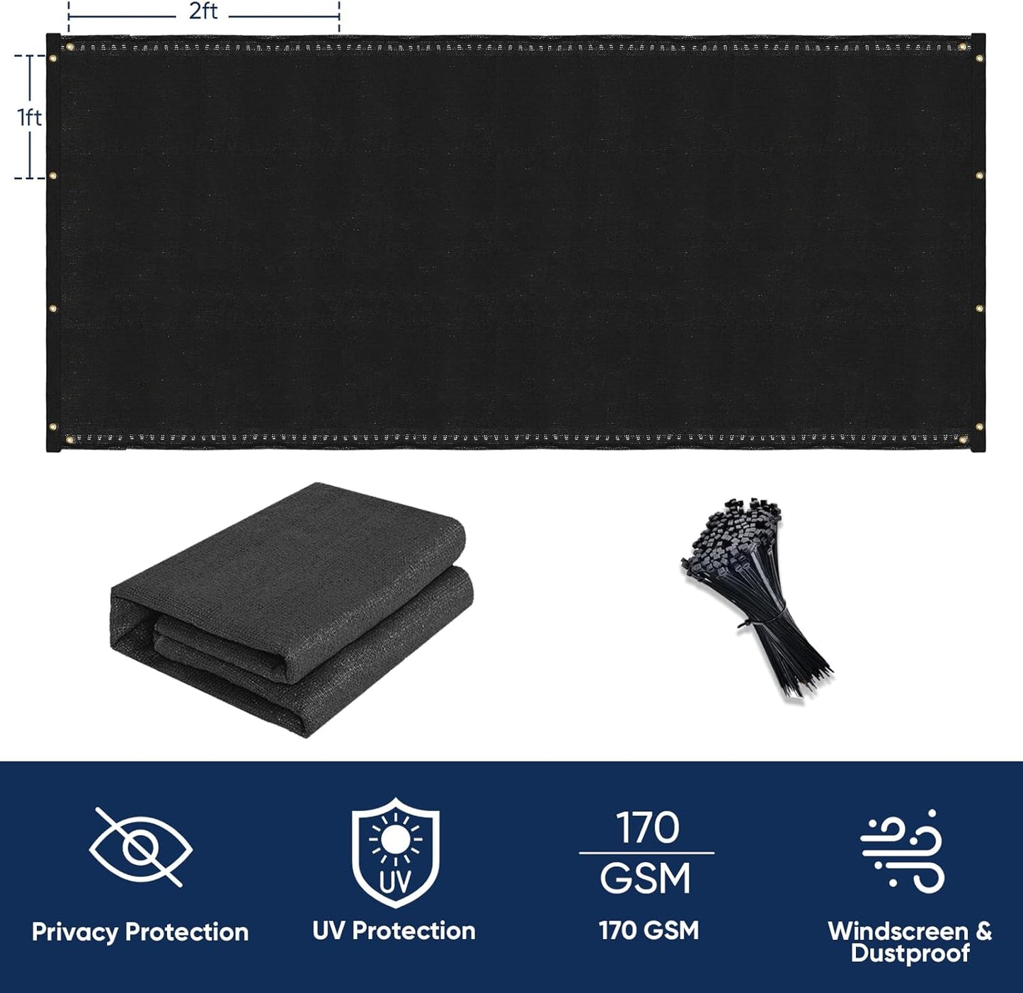 Cisvio Fence Privacy Screen Heavy Duty 170 GSM Black