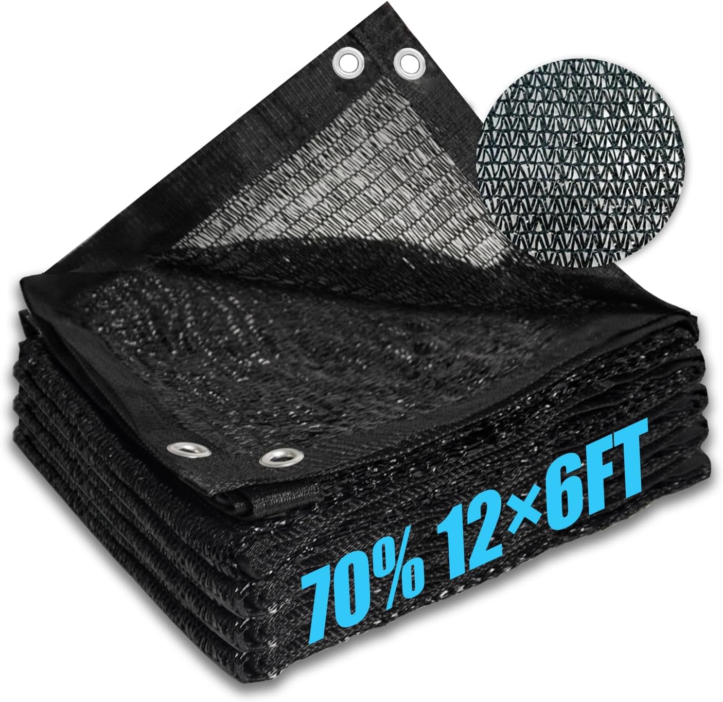 Cisvio 70% Black Shade Cloth, Resistant Garden Sun Shade Netting Durable Mesh Tarp with Reinforced Grommets for Greenhouse, Plant Cover, Barn Kennel