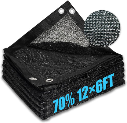 Cisvio 70% Black Shade Cloth, Resistant Garden Sun Shade Netting Durable Mesh Tarp with Reinforced Grommets for Greenhouse, Plant Cover, Barn Kennel