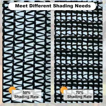 Cisvio 70% Black Shade Cloth, Resistant Garden Sun Shade Netting Durable Mesh Tarp with Reinforced Grommets for Greenhouse, Plant Cover, Barn Kennel