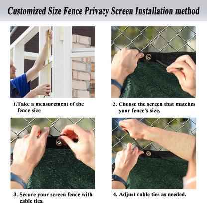 Custom Size Privacy Fence Screen 90% Blockage Fence Cover Windscreen Heavy Duty 170 GSM for Patio,Yard Backyard, Balcony, Pool Deck and Outdoor Spaces Dark Green (We Make Custom Size)