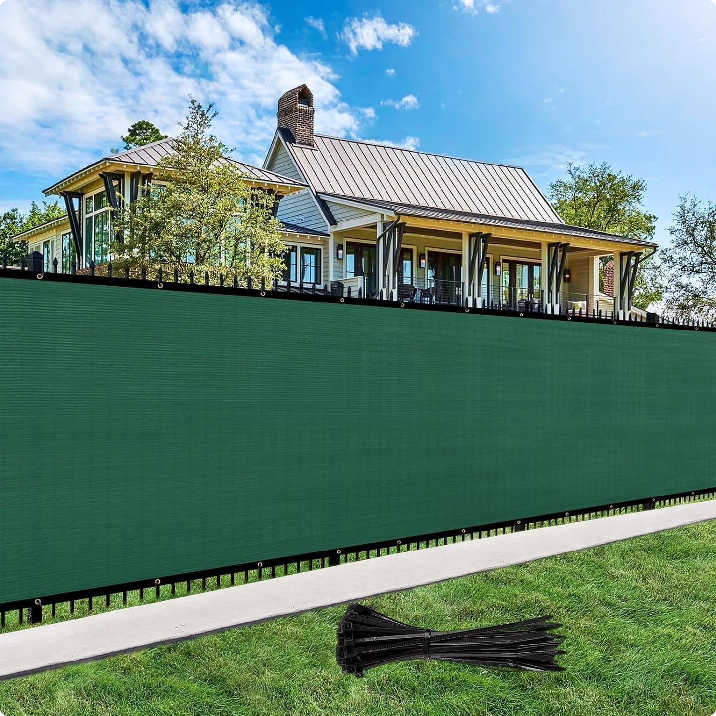 Custom Size Privacy Fence Screen 90% Blockage Fence Cover Windscreen Heavy Duty 170 GSM for Patio,Yard Backyard, Balcony, Pool Deck and Outdoor Spaces Dark Green (We Make Custom Size)
