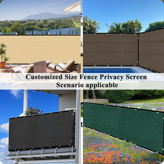 Custom Size Privacy Fence Screen 90% Blockage Fence Cover Windscreen Heavy Duty 170 GSM for Patio,Yard Backyard, Balcony, Pool Deck and Outdoor Spaces Dark Green (We Make Custom Size)