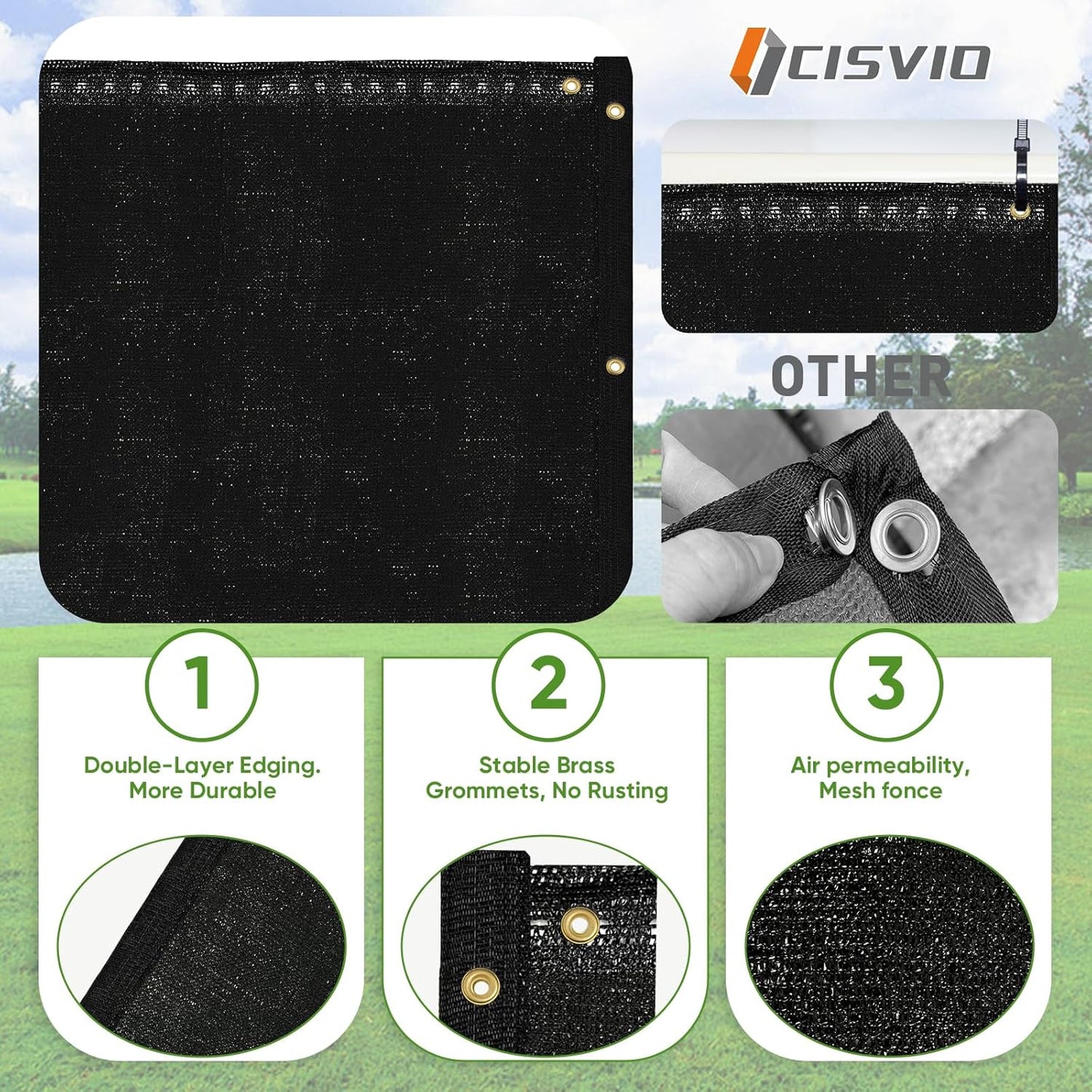 Cisvio Fence Privacy Screen Heavy Duty 170 GSM Black