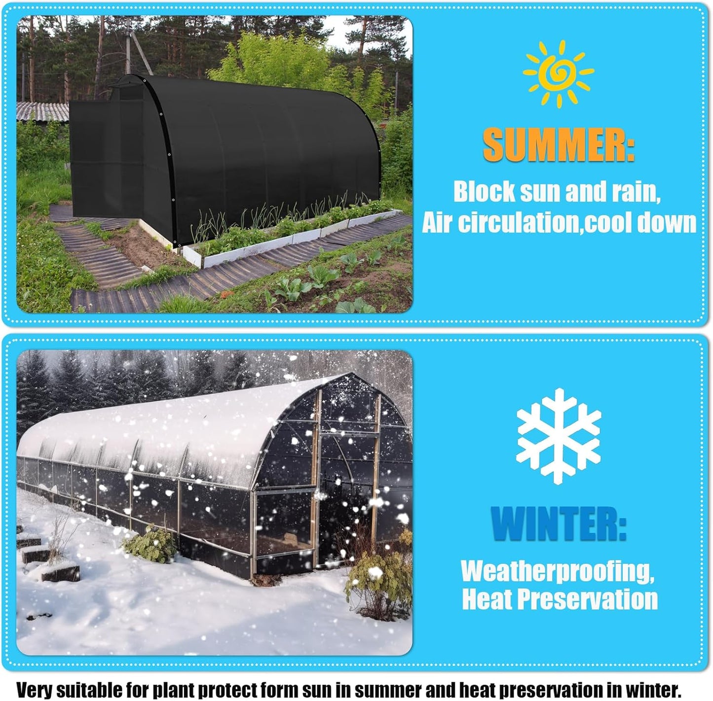 Cisvio 70% Black Shade Cloth, Resistant Garden Sun Shade Netting Durable Mesh Tarp with Reinforced Grommets for Greenhouse, Plant Cover, Barn Kennel