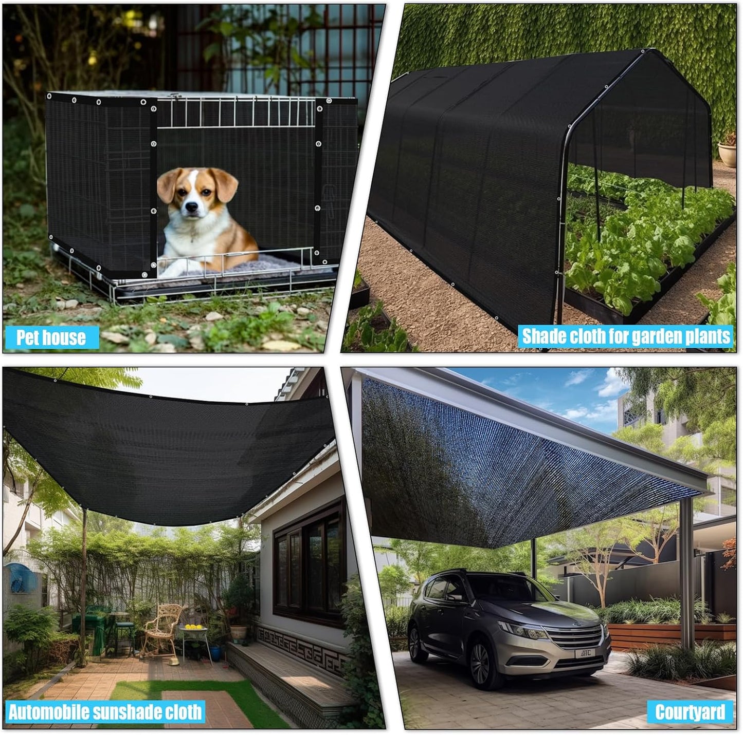 Cisvio 70% Black Shade Cloth, Resistant Garden Sun Shade Netting Durable Mesh Tarp with Reinforced Grommets for Greenhouse, Plant Cover, Barn Kennel