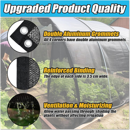 Cisvio 50% Black Shade Cloth, Resistant Garden Sun Shade Netting with Reinforced Grommets for Greenhouse, Plant Cover, Barn Kennel and Pergola Shade Cover